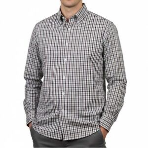Croft & Barrow Men's Plaid Shirt‎ Black White Red Easy Care Classic Fit 16